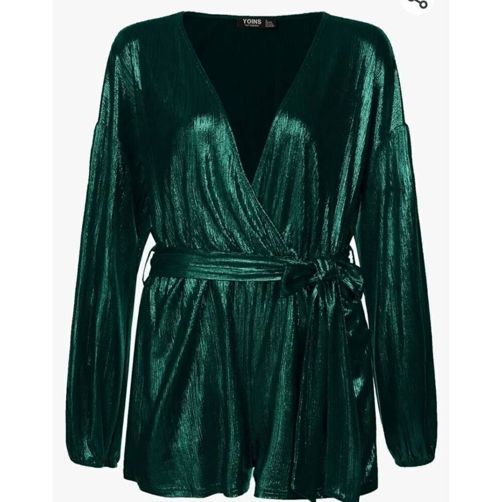 YOINS EMERALD METALLIC ROMPER